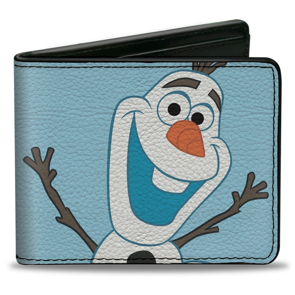 Disney nwt BI-FOLD WALLET FROZEN OLAF FACE CHARACTER CLOSE-UP LIGHT BLUE